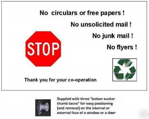 <no junk mail> no flyers house sign notice <postman>