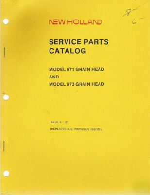 Nh service parts ctlg for models 971 & 973 grain head