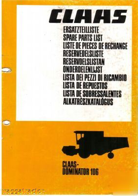 Claas dominator 106 combine header parts book catalog