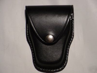 Strong flap cuff case tear drop style black leather