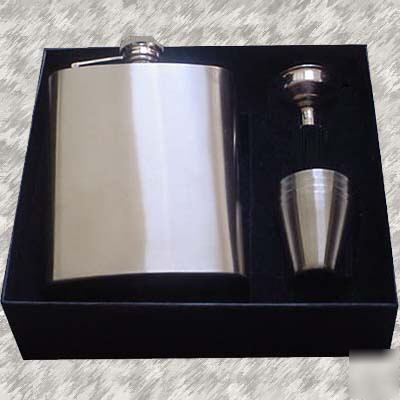 (2) 8OZ liquor flask gift sets 4 cups funnel stainless