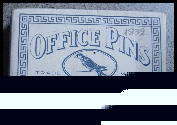 Greek steel pins - office pins - paper box