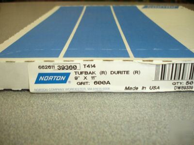 (50)norton tufback sand paper 9 x 11 sheets 600 grit