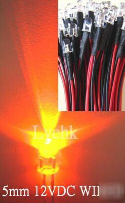 20P 12VDC pre wired 5MM 13,000MCD orange led custom car