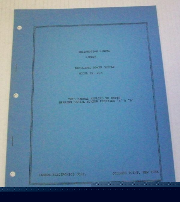 Lambda electronics 29 & 29M operating & service manual