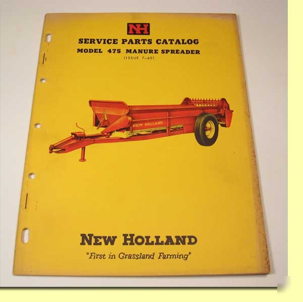New 1960 holland parts catalog manure spreader 475