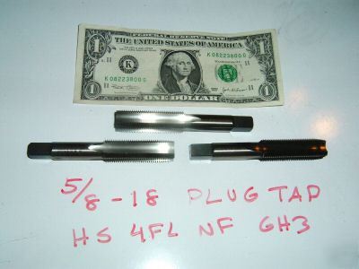 New 5/8-18 3 vermont plug taps hs 4 fl*free shipping*