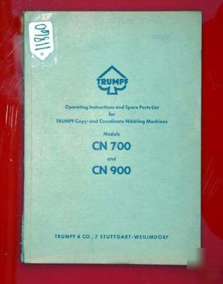 Nib trumpf instruction & part manual bling machines: