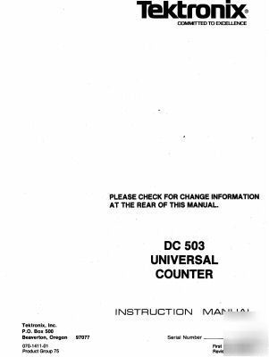 Tek tektronix dc 503 DC503 op & sv reprint manual + cd