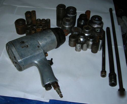 Huge pneumatic air impact wrench,socket,grinder lot 