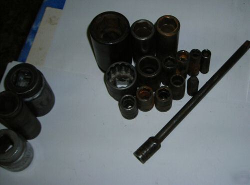 Huge pneumatic air impact wrench,socket,grinder lot 