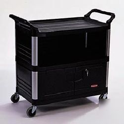 3-shelf av/equipment cart, lockable shelf-rcp 4095 bla
