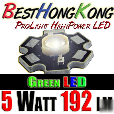 High power led set of 2 prolight 5W green 192 lumen