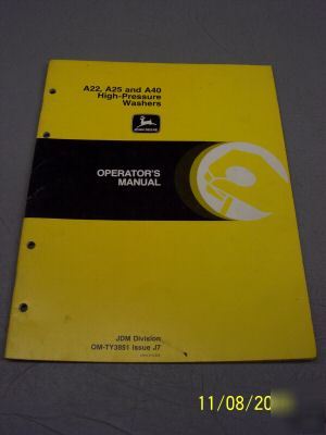 John deere manual A22 A25 A40 high-pressure washers