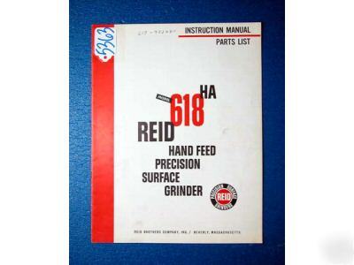 Reid instruction manual/parts list model 618HA grinder