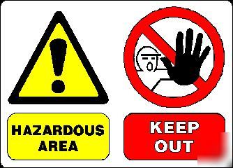 Large metal safety sign hazardous area keep out 1421